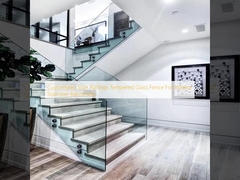 Barrancos de escada personalizados vedação de vidro temperado para escada interior balaustrada