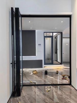 Porta deslizante de armação de alumínio resistente ao pó com vidro temperado