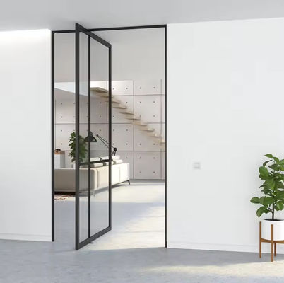 Porta giratória de vidro sem enquadramento de liga de alumínio resistente à corrosão fácil limpeza