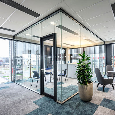 Parede divisória de vidro pesado Segurança Parede divisória de vidro de perfil de alumínio