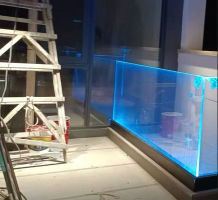 Balustrade de vidro de alumínio com luz LED para varanda exterior