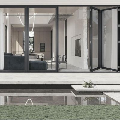 Dimensões personalizadas Portas exteriores de alumínio duplicadas Isolamento térmico multi-panel durável