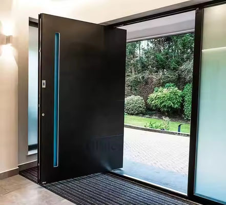 Porta de pivô interna de alumínio de aço inoxidável com vidro transparente e espessura do quadro de 1,8 mm