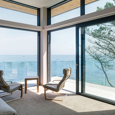 Redução de ruído Porta deslizante de alumínio vidro isolado 3 metros portas deslizantes de alumínio