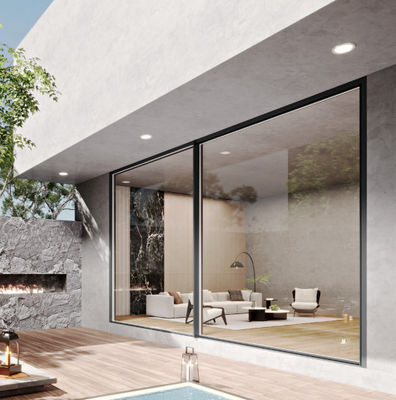 Portas deslizantes de alumínio fino de vidro temperado segurança com bloqueio de vários pontos