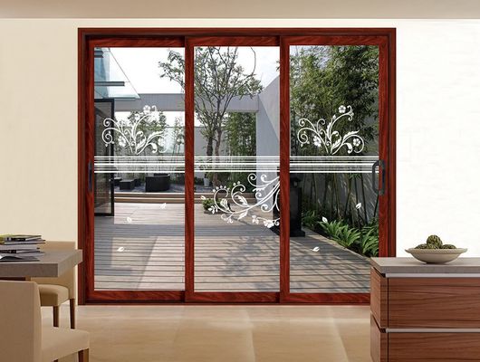 Porta deslizante de perfil de alumínio robusto personalizável com vidro temperado