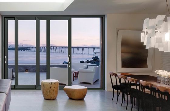 Porta de vidro grande e deslizante de pão revestido de alumínio