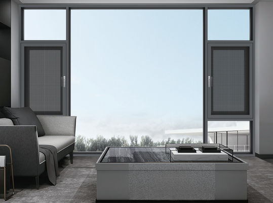 Janela de balanço de alumínio de poupança de energia Janela de vidro temperado de revestimento exterior