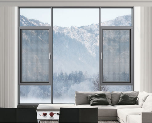 Janela giratória de alumínio cinza, revestimento de alta ventilação