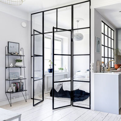 Balcão Portas de alumínio de cascata de folha dupla vidro temperado laminado