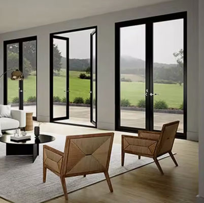 Porta balançante de alumínio de quadro fino laminada Porta balançante de alumínio de vidro temperado