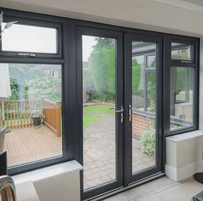 Porta giratória de vidro de alumínio de ruptura térmica, revestimento aberto, resistente à corrosão