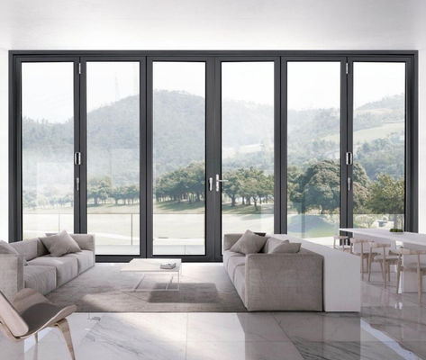 Casa personalizável Porta dobrável de alumínio vidro laminado com alça trancada