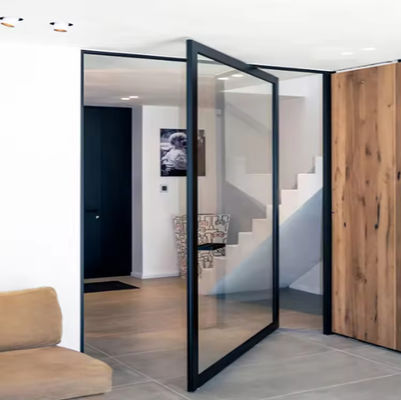 Porta giratória de vidro sem enquadramento de liga de alumínio resistente à corrosão fácil limpeza