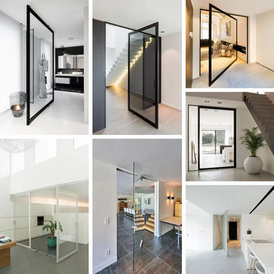 Porta giratória de vidro sem enquadramento de liga de alumínio resistente à corrosão fácil limpeza