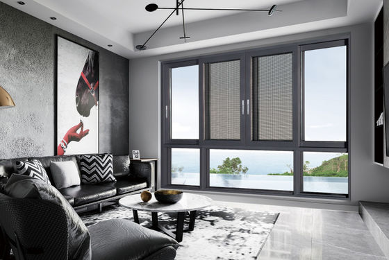 Janela de alumínio com bloqueio de vários pontos com proteção contra insetos e vidro isolado