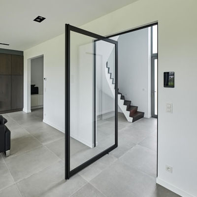 Porta de pivô de alumínio resistente a furacões Porta de pivô de vidro temperado