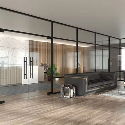 Moderna divisória de vidro à prova de som com estrutura de alumínio revestida com pó