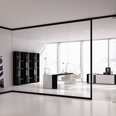 Parede divisória de vidro flexível Quadro de alumínio Paredes divisórias de escritório insonorizadas