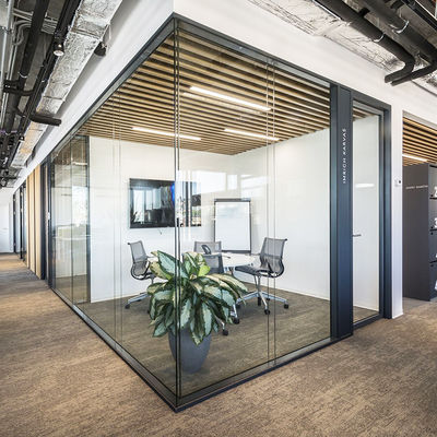 Parede divisória de vidro pesado Segurança Parede divisória de vidro de perfil de alumínio