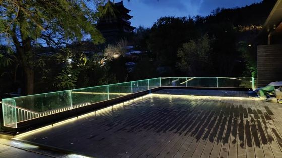 Balustrade de vidro de alumínio com luz LED para varanda exterior