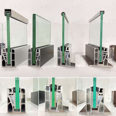 Barranco de vidro de alumínio de 12 mm personalizável 304 SS Barranco de vidro sem quadro