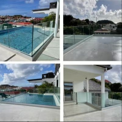 Guarda-corpo de vidro em U com luz LED colorida, com vidro laminado de 8-16mm e garantia de mais de 5 anos