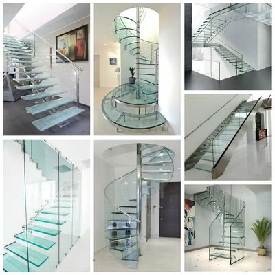 Formas personalizadas Escalões flutuantes com barranco de vidro 10 mm Especificações de espessura de vidro