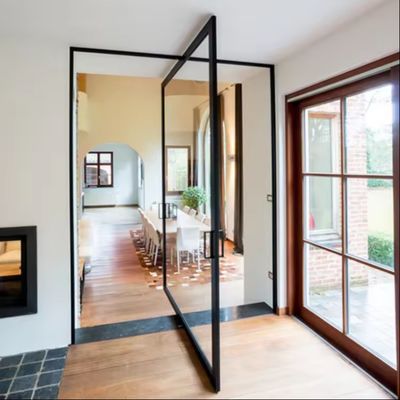 Porta de entrada de alumínio de liga de pivô personalizada Porta giratória de vidro pesada