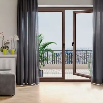 Porta de balanço de alumínio com design de ponte quebrada para isolamento acústico e estrutura de liga de alumínio 6063-T5