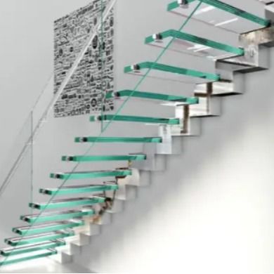 OEM/ODM Escadaria de vidro de design elegante personalizado com grades de vidro e LED automático