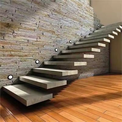 Escalinha flutuante reta de mármore natural personalizada para espaços residenciais ou comerciais