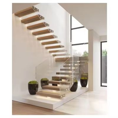 Escalões flutuantes de madeira maciça instalados na parede Escalões pré-fabricados Instalação DIY