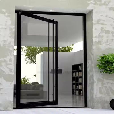 4-12mm Dobro vidro de alumínio porta de pivô com vidro transparente e aço inoxidável tela material rede