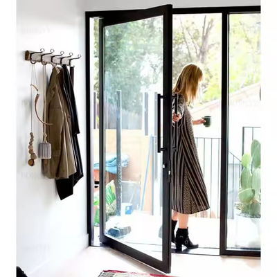 4-12mm Dobro vidro de alumínio porta de pivô com vidro transparente e aço inoxidável tela material rede