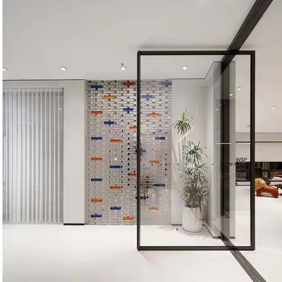 Porta de pivô interna de alumínio de aço inoxidável com vidro transparente e espessura do quadro de 1,8 mm