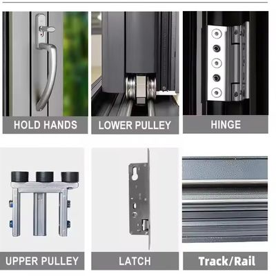 Janela dobrável de alumínio de estilo moderno com vidro temperado isolado e espessura de vidro personalizada