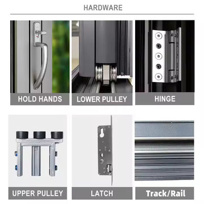 Porta de alumínio à prova de som e água isolada Bi Plegable Porta de vidro de divisória