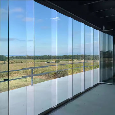 Porta de Vidro Dobrável sem Moldura de Alumínio com Espessura de Perfil de 2,0mm para Divisórias Interiores com Cor da Moldura Personalizável