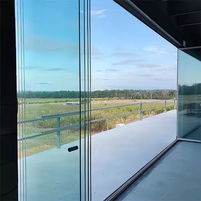 Porta de Vidro Dobrável sem Moldura de Alumínio com Espessura de Perfil de 2,0mm para Divisórias Interiores com Cor da Moldura Personalizável