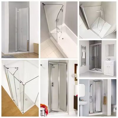 Cabine de casa de banho moderna com moldura dourada, acessórios de hardware personalizáveis e porta de vidro temperado com puxador