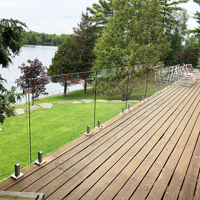 12mm espessura LED Disponível U canal de vidro de corrimão para deck composto balustrade de vidro sem quadro