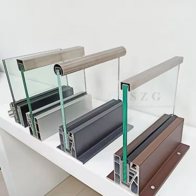 Balustrada de vidro Lamel U Channel Instalação montada em cima com vidro laminado