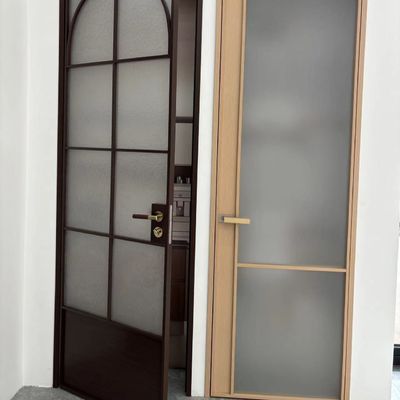 Y/N Porta giratória de alumínio com cortina de insetos, vidro transparente duplo temperado e fechadura magnética