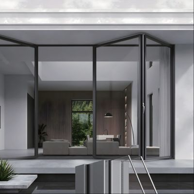 Mecanismo de bloqueio seguro Portas de vidro dobrável de alumínio em prata/branco/preto/customizadas para instituições educacionais