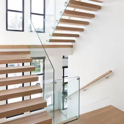 Escada flutuante de madeira maciça para casa interior casa residencial DIY da fábrica de escadas Foshan