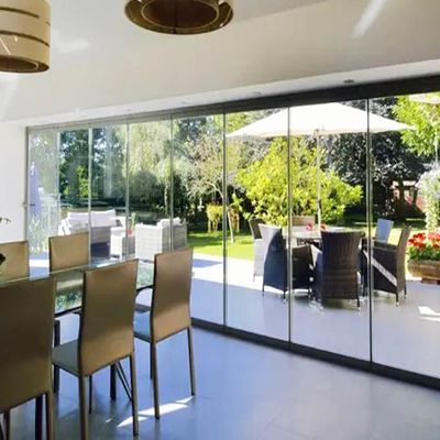 Porta de Vidro Dobrável sem Moldura de Alumínio com Espessura de Perfil de 2,0mm para Divisórias Interiores com Cor da Moldura Personalizável
