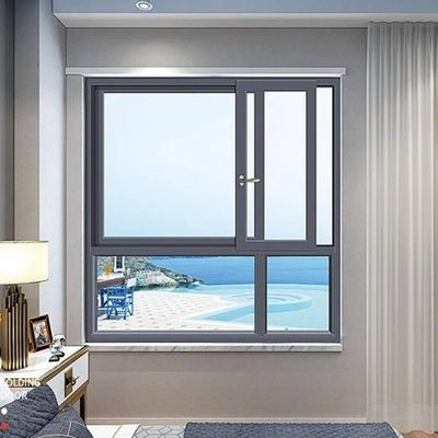 Janela de vidro duplo personalizado com quadro preto de alumínio com barra deslizante